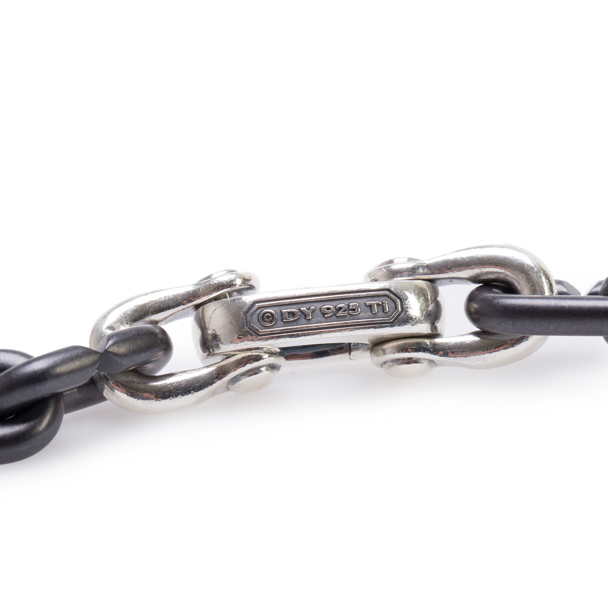 David Yurman Black Titanium Sterling Silver Steamline Link Necklace
