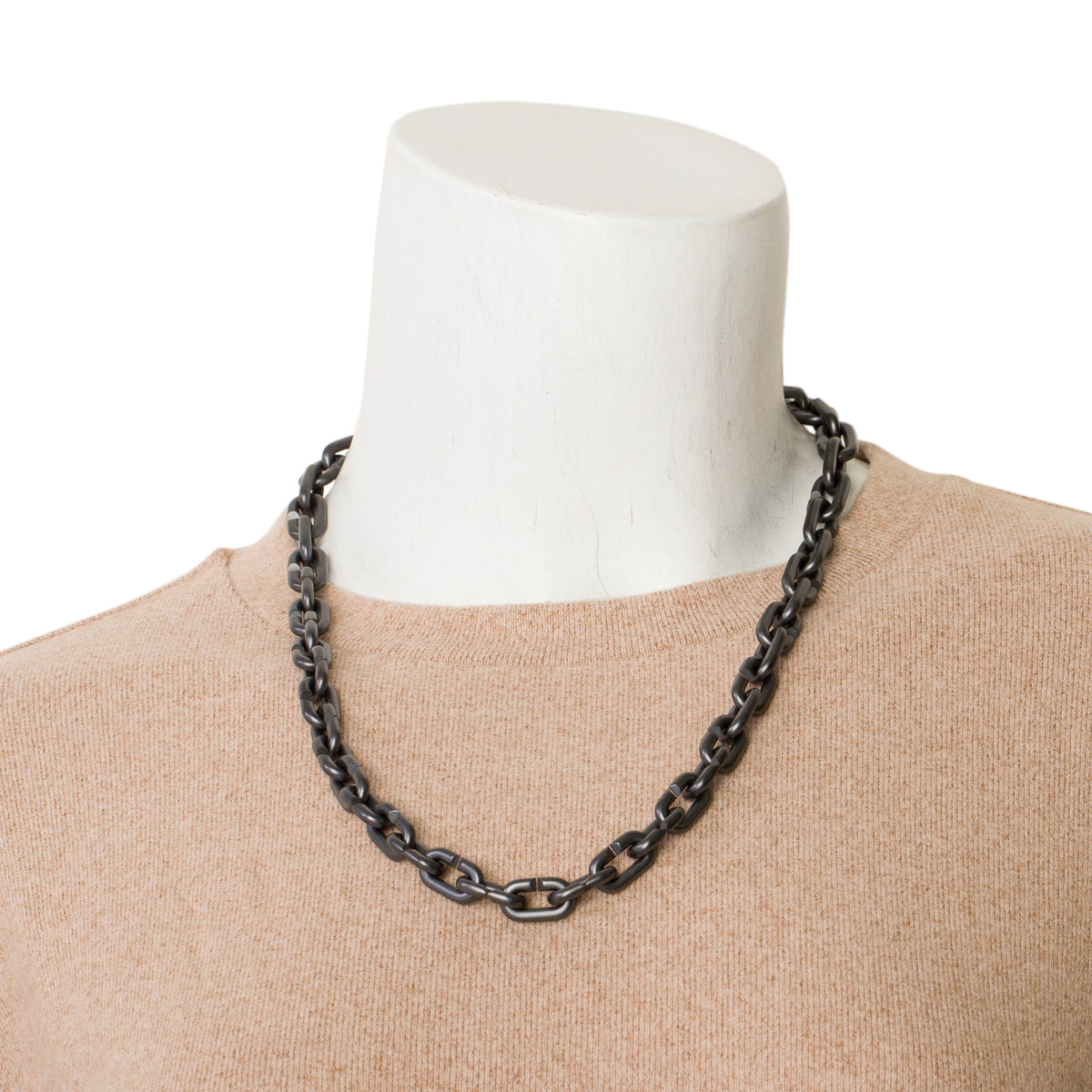 David Yurman Black Titanium Sterling Silver Steamline Link Necklace