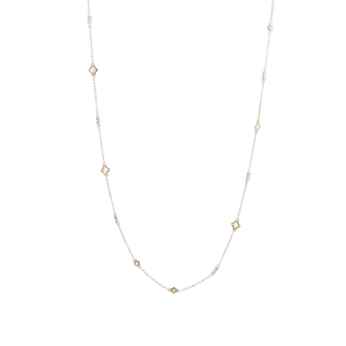 Judith Ripka Sterling Silver Canary Crystal Station Necklace
