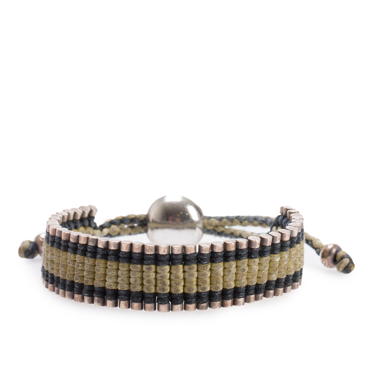Links of London Sterling Silver Black & Beige Cord Friendship Bracelet