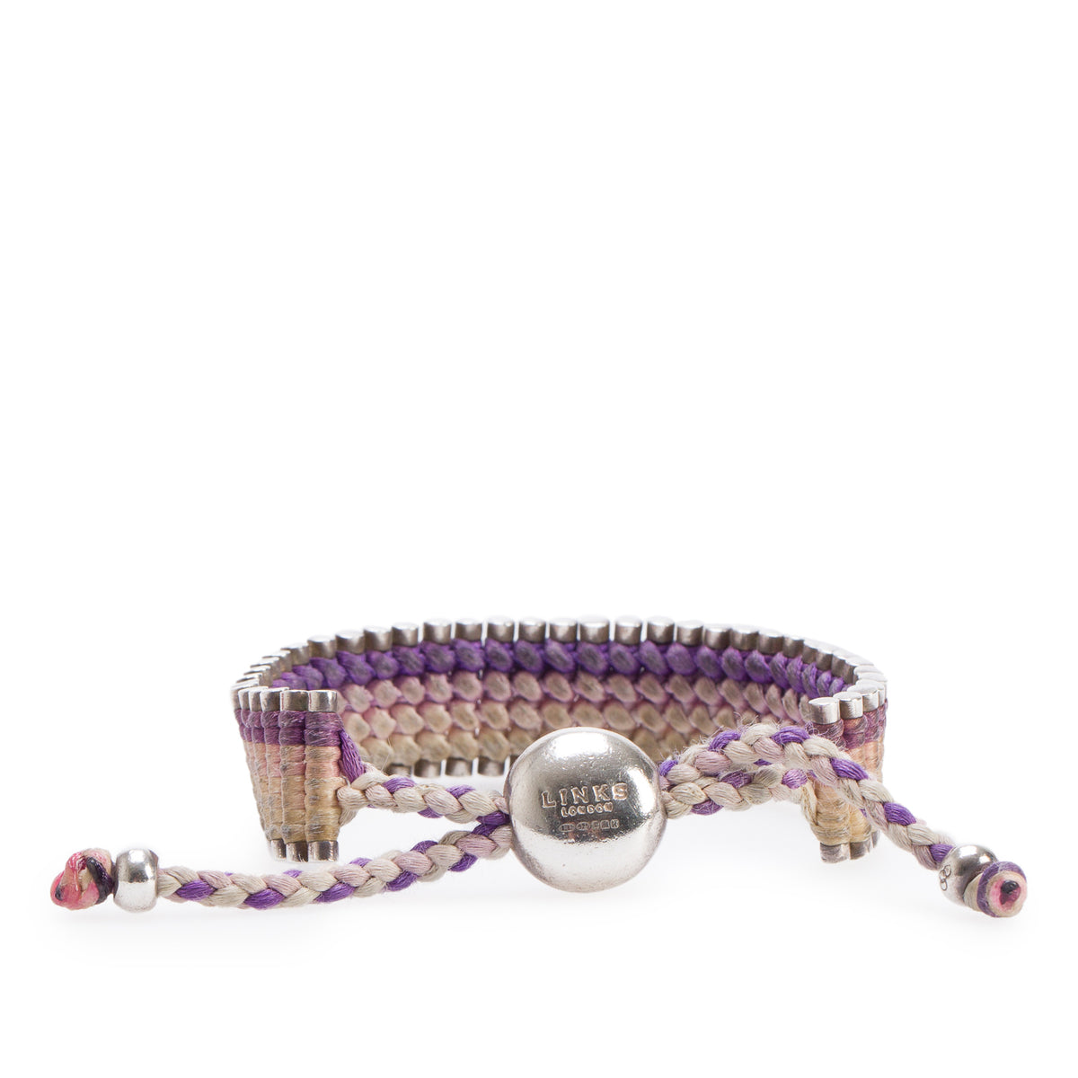 Links of London Sterling Silver Purple & Creme Cord Friendship Bracelet