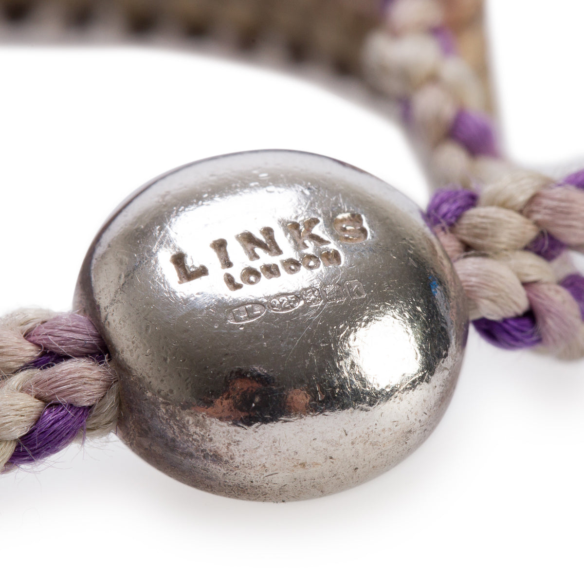 Links of London Sterling Silver Purple & Creme Cord Friendship Bracelet