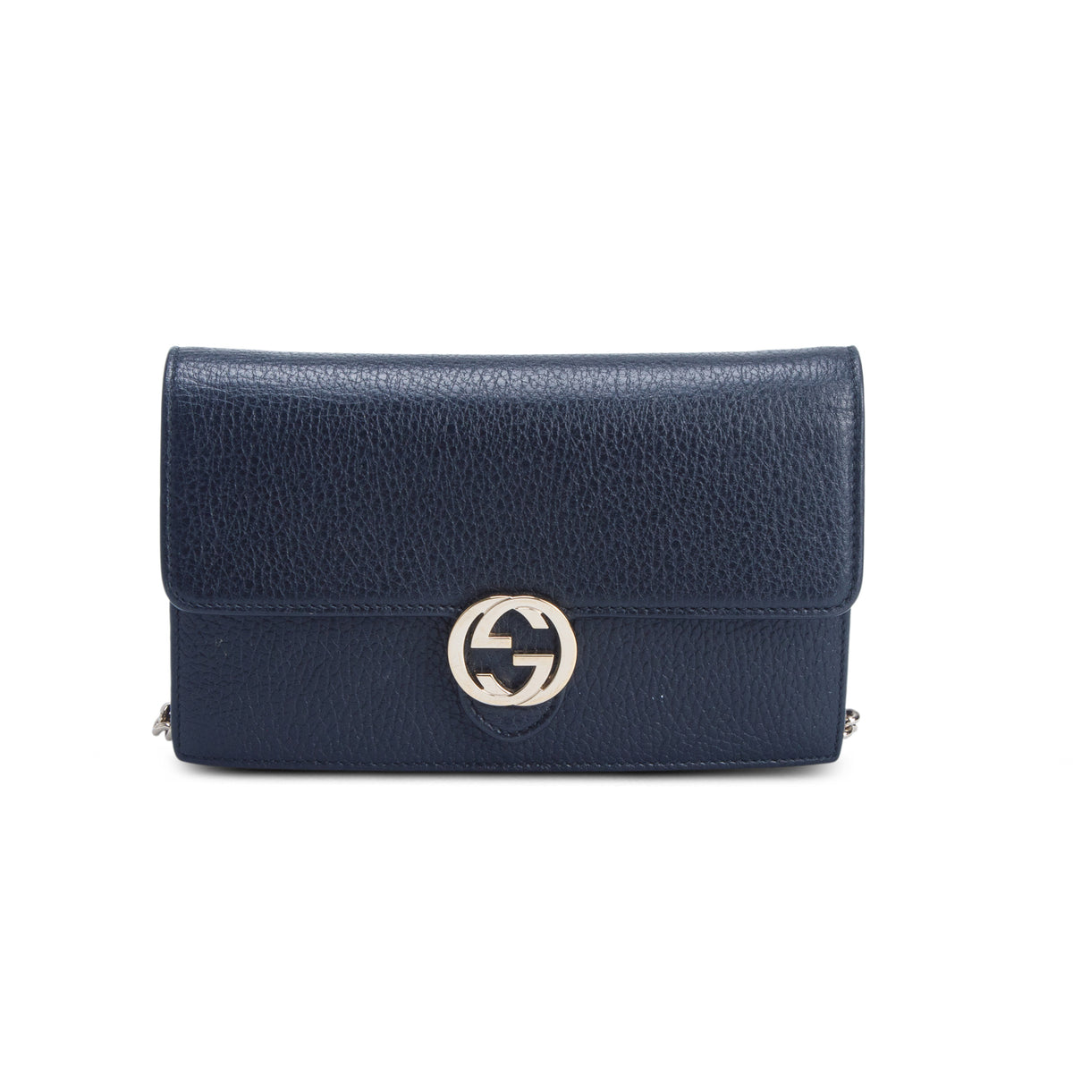 Gucci Black Dollar Calfskin Leather Interlocking G Chain Wallet
