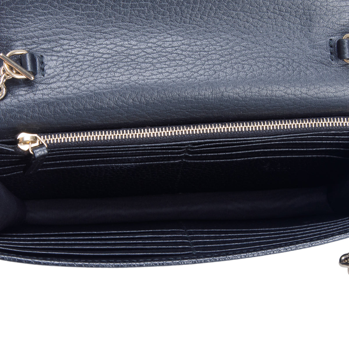 Gucci Black Dollar Calfskin Leather Interlocking G Chain Wallet