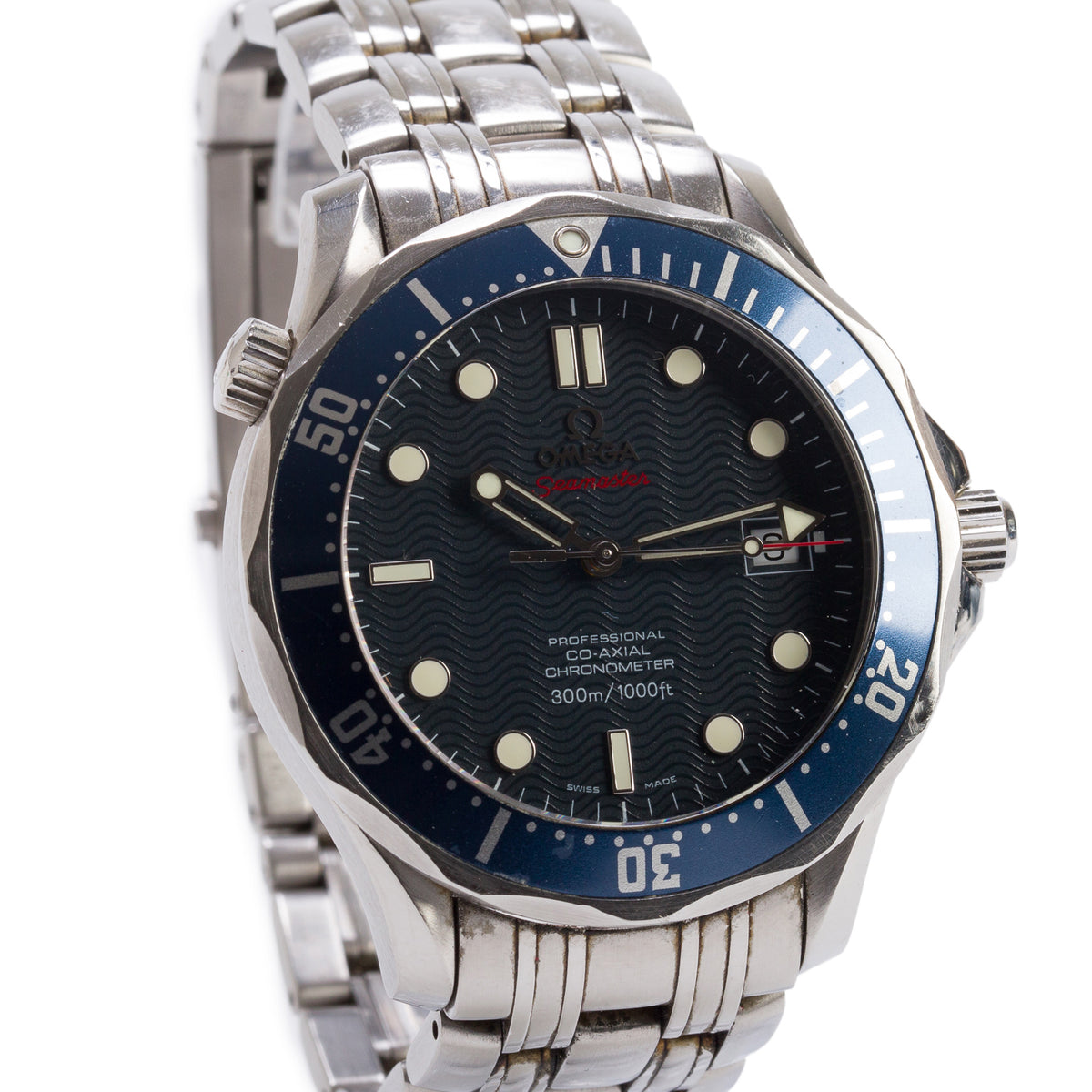Omega Stainless Steel Seamaster Diver Professional Co-Axial Chronometer 300M 41 MM Automatic Watch Blue Dial w/ Box & Papers