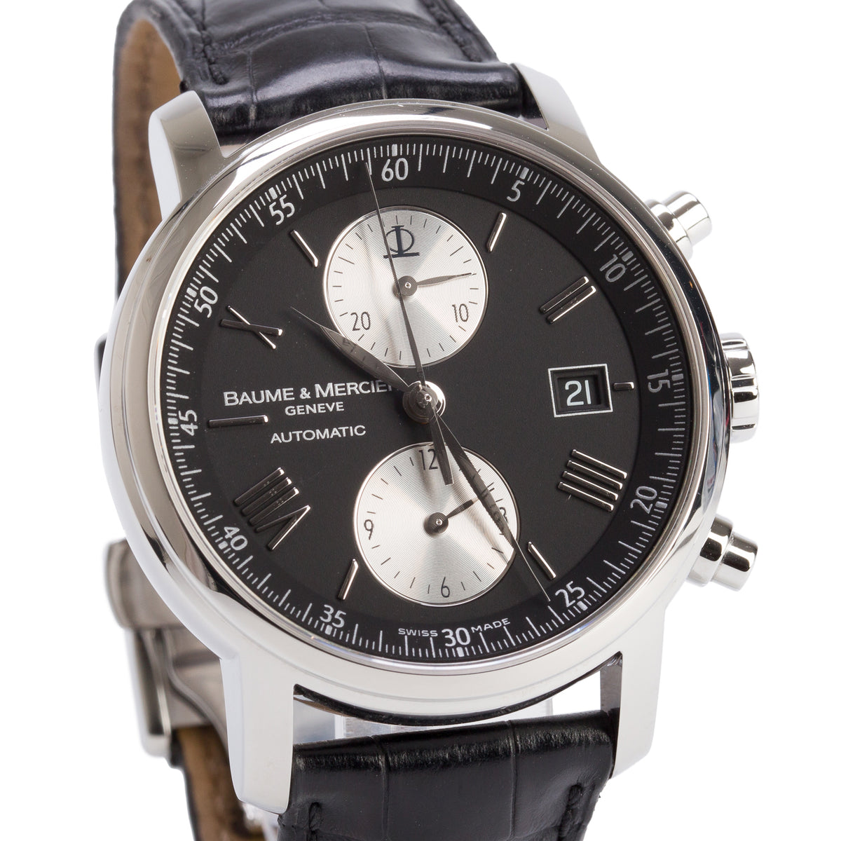 Baume & Mercier Stainless Steel Classima Executive 42 MM Automatic Chronograph Watch Black Dial M0A08733 w/ Box