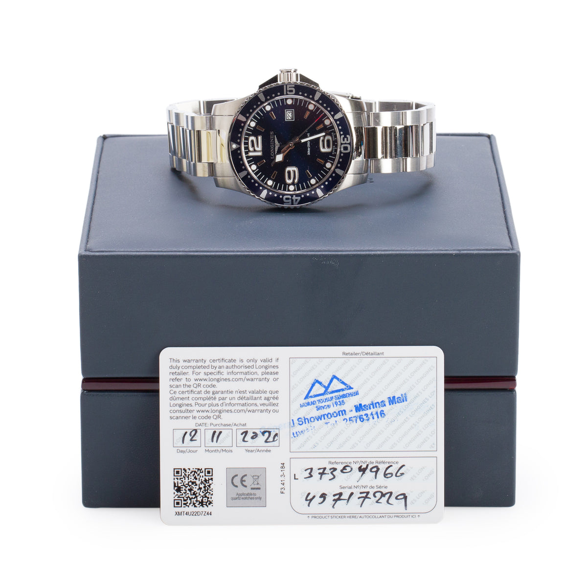 Longines 2020 Stainless Steel HydroConquest 39 MM Quartz Watch Blue Dial w/ Box & Papers