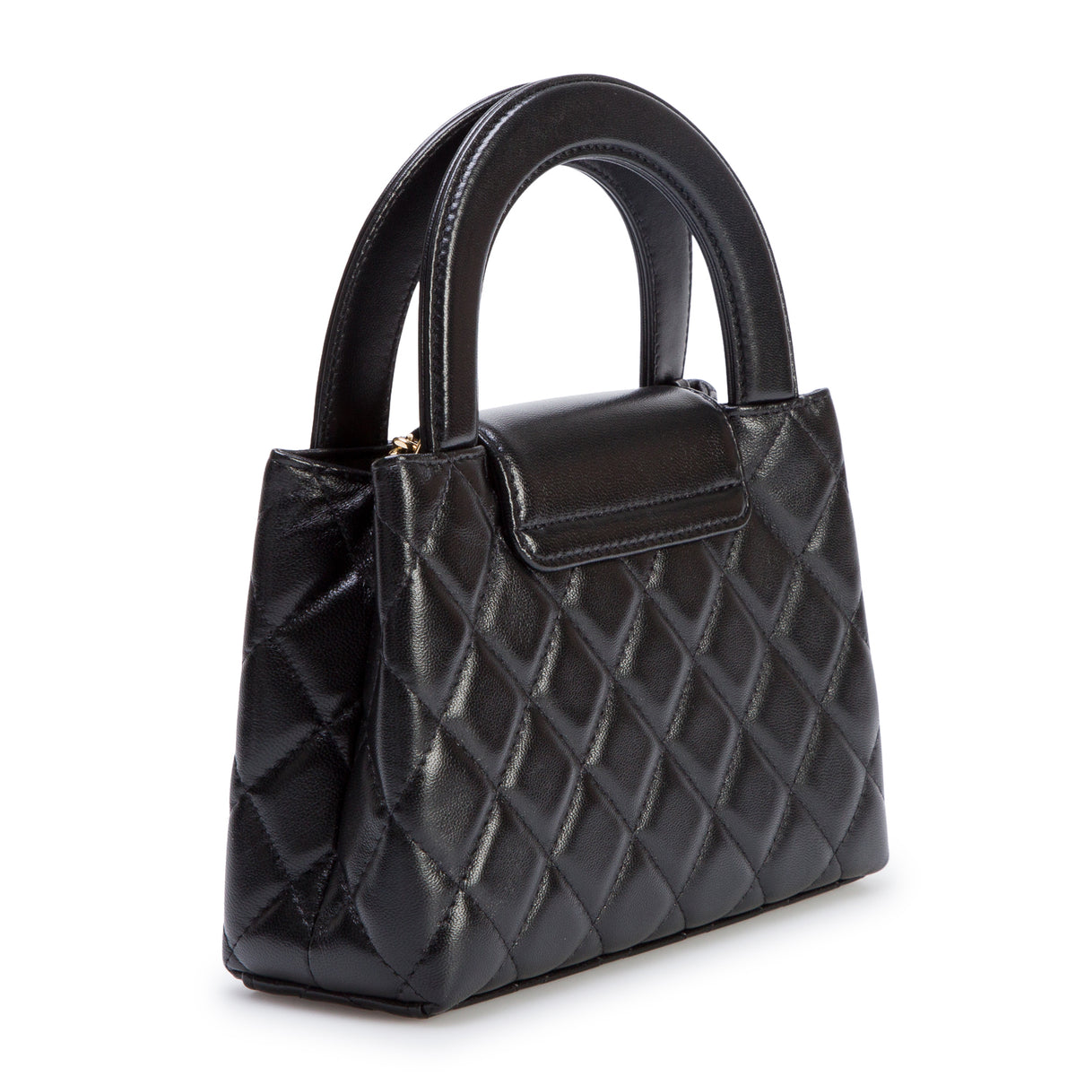 Chanel 2026 Black Shiny Aged Calfskin Quilted Nano Kelly Shopper w/ Box & Receipt