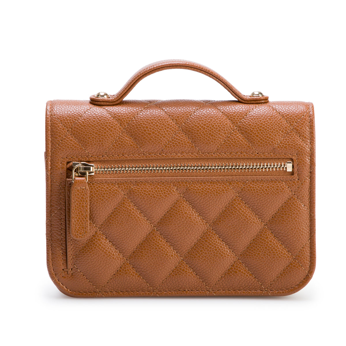 Chanel Brown Caviar Quilted Business Affinity Clutch w/ Box