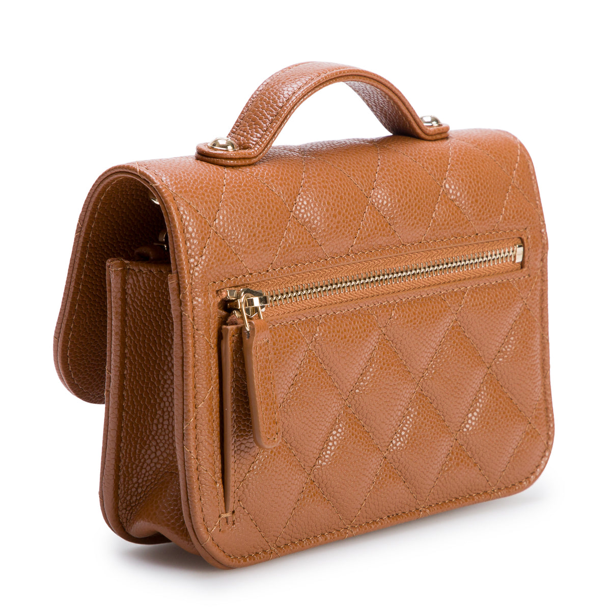 Chanel Brown Caviar Quilted Business Affinity Clutch w/ Box