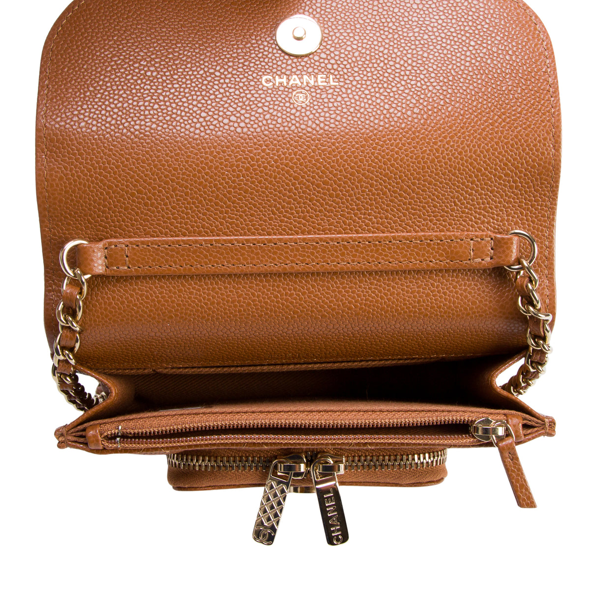 Chanel Brown Caviar Quilted Business Affinity Clutch w/ Box