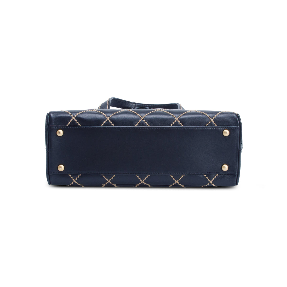 Chanel Black Calfskin Contrast Stich Surpique Bowler w/ Authenticity Card