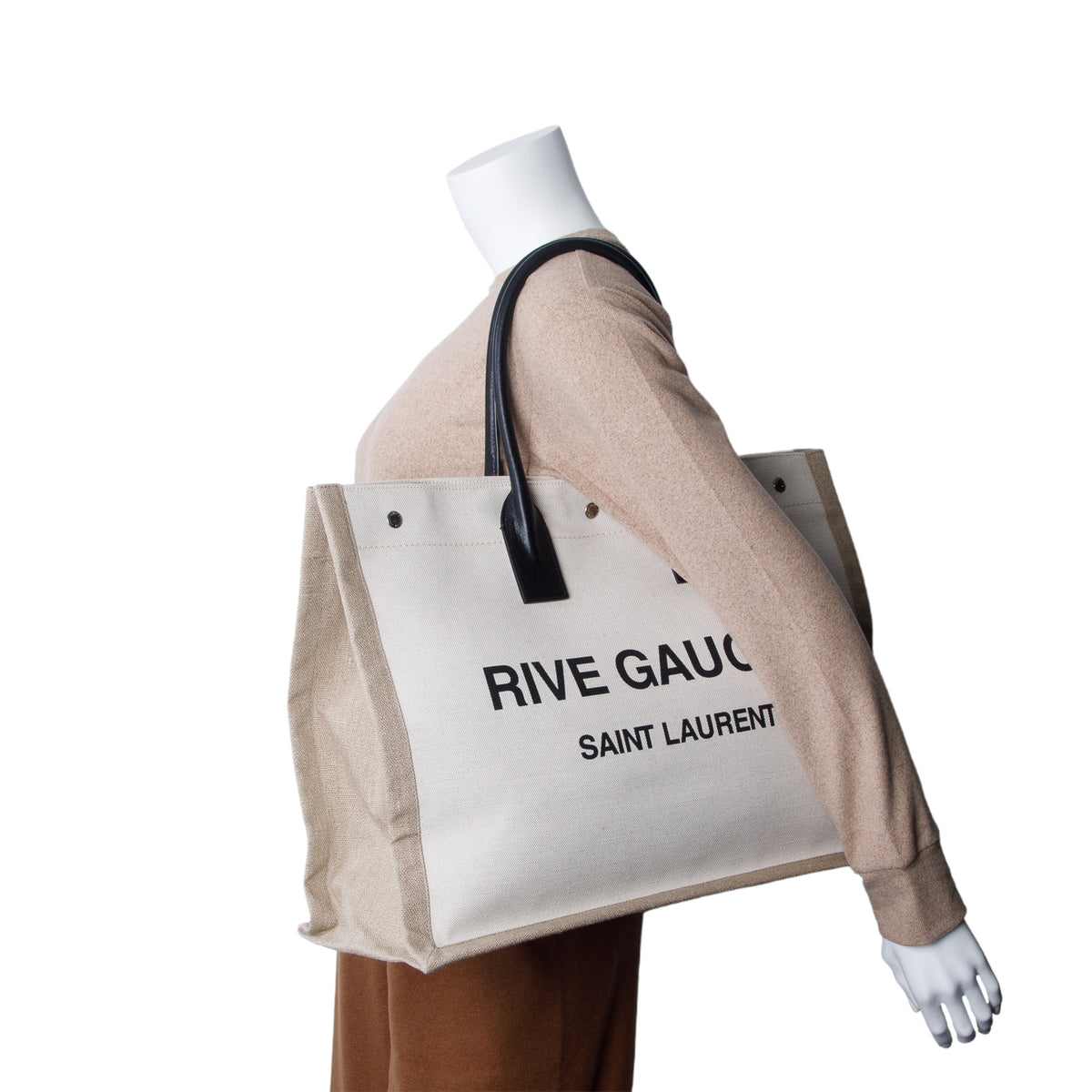 Saint Laurent 2022 Neutral Canvas Large Rive Gauche Canvas Tote