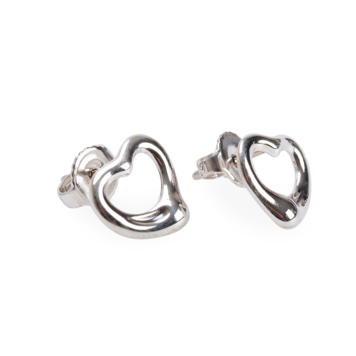 Tiffany & Co. Elsa Peretti Sterling Silver Open Heart Earrings, 11 MM