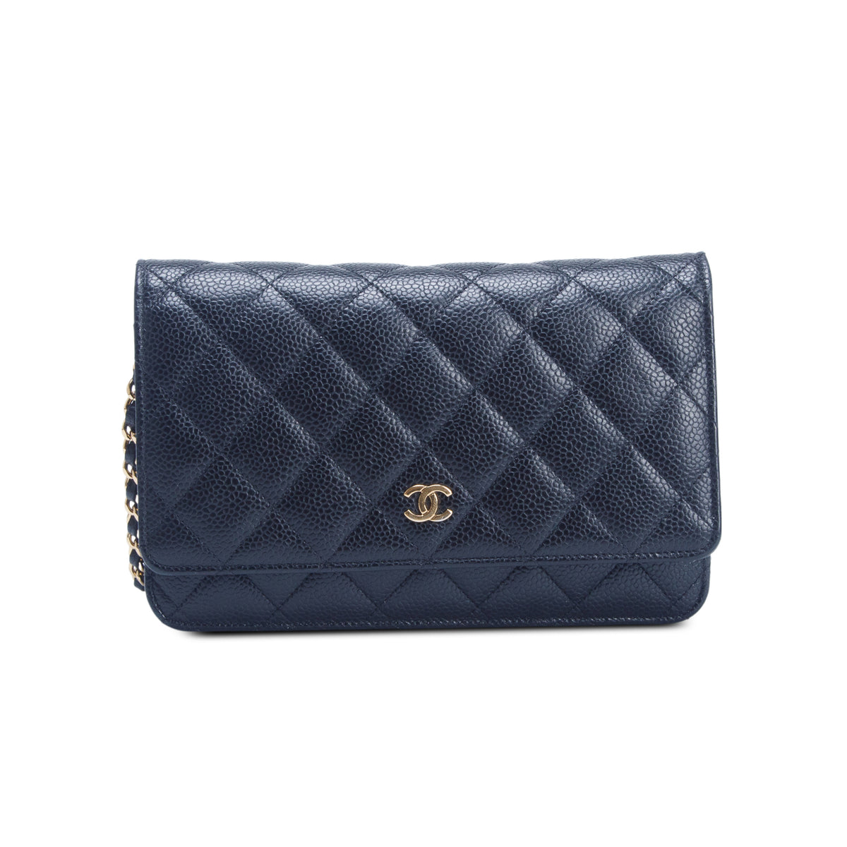 Chanel 2020 Black Caviar Quilted Classic Wallet on Chain w/ Box, Authenticity Card & Receipt