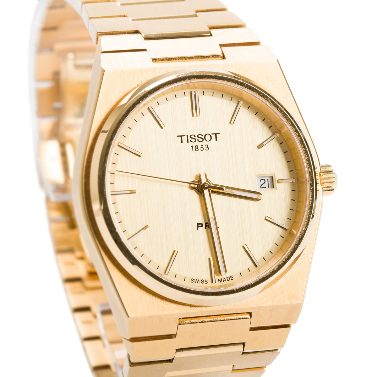 Tissot Gold-Plated Stainless Steel PRX 40 MM Quartz Watch Gold Dial w/ Box & Papers