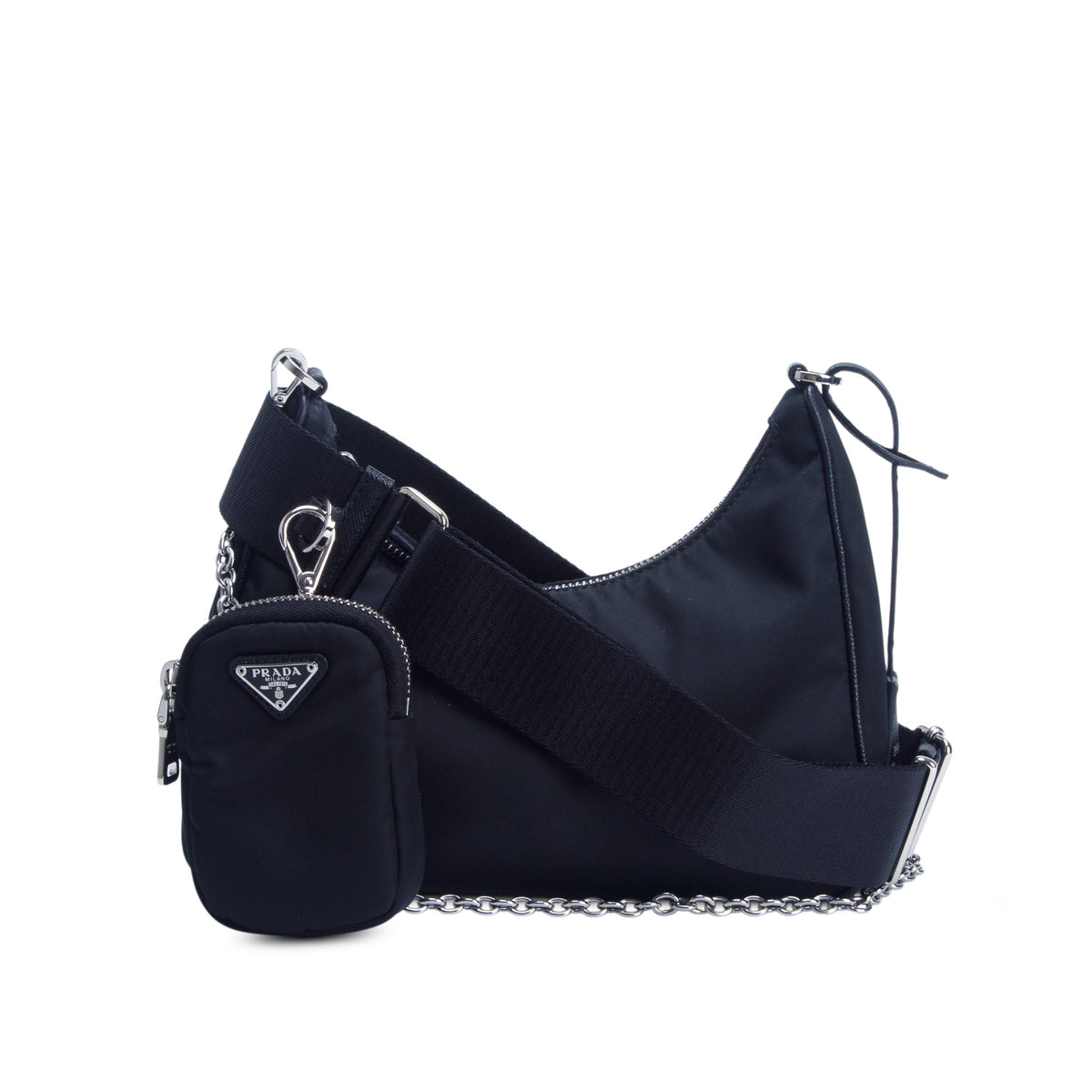 Prada 2021 Black Re-Edition 2005 Re-Nylon Bag w/ Box, Authenticity Card & Straps