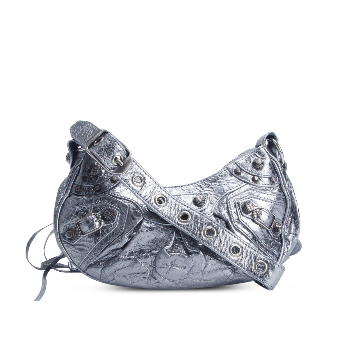 Balenciaga Silver Agneau Arena Le Cagole Shoulder Bag XS w/ Box