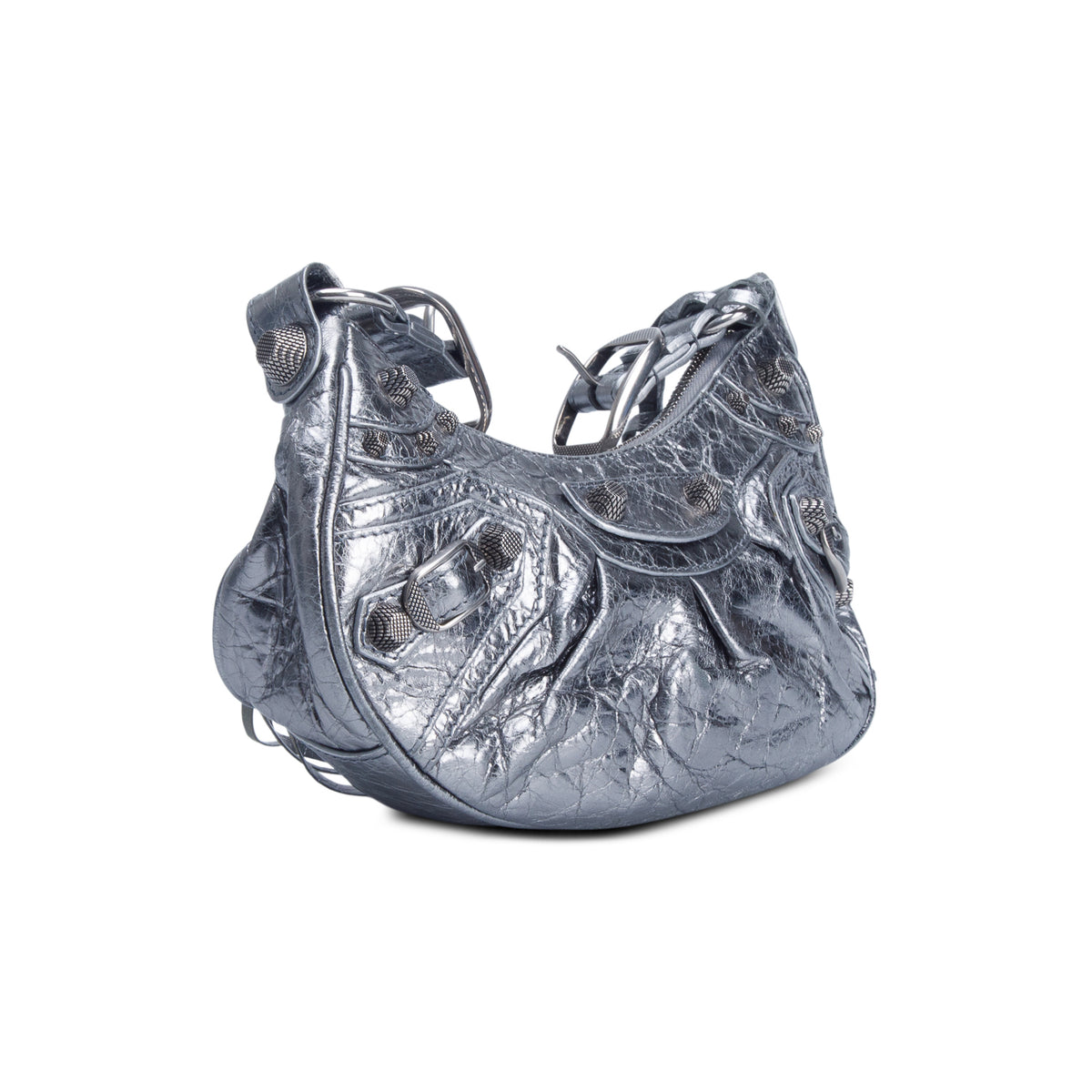 Balenciaga Silver Agneau Arena Le Cagole Shoulder Bag XS w/ Box