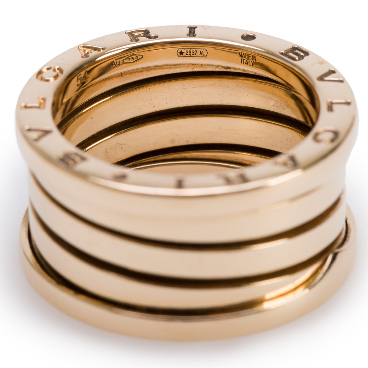 BVLGARI 18k Yellow Gold B.Zero1 Four-Band Ring, Size 54 6.75 w/ Box