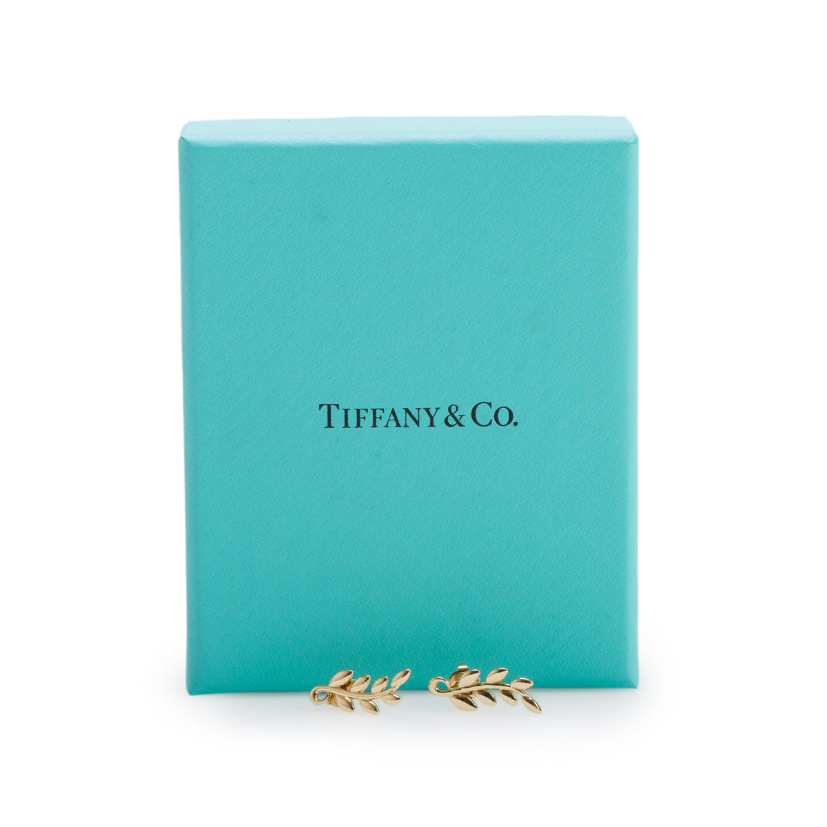 Tiffany & Co. Paloma Picasso 18k Yellow Olive Leaf Climber Earrings w/ Box