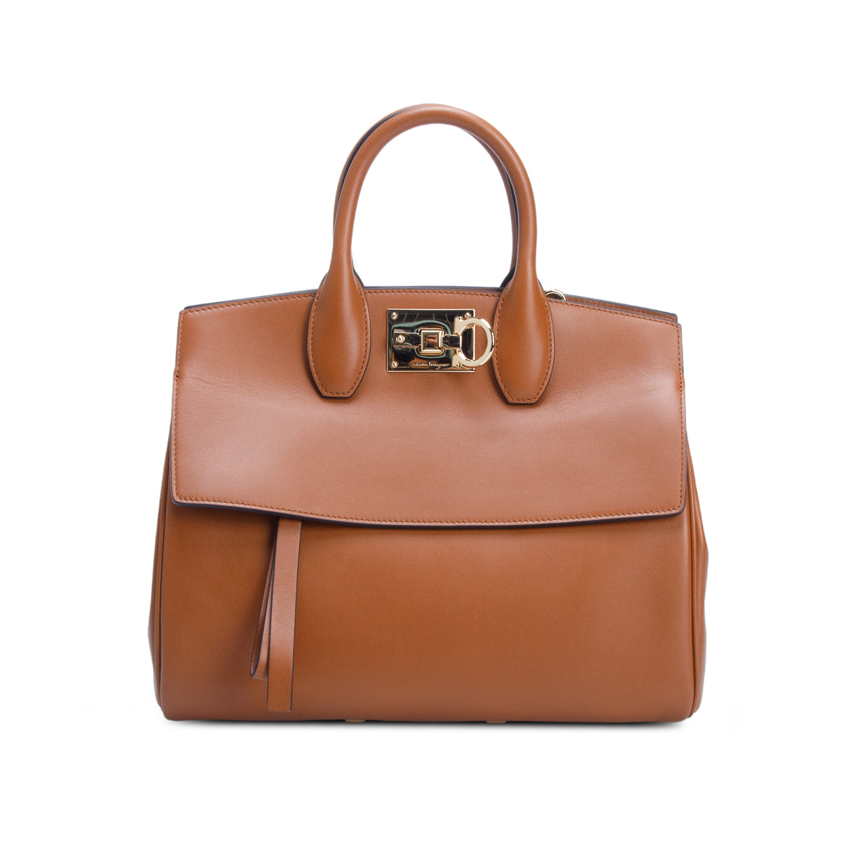 Ferragamo Brown Small Calfskin Studio Soft Bag w/ Pouch & Strap