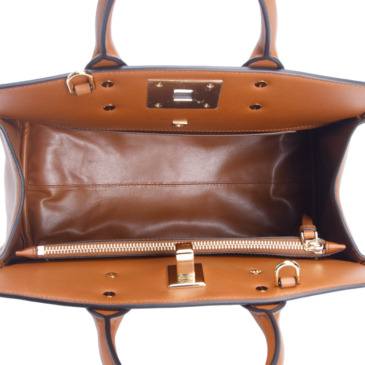 Ferragamo Brown Small Calfskin Studio Soft Bag w/ Pouch & Strap