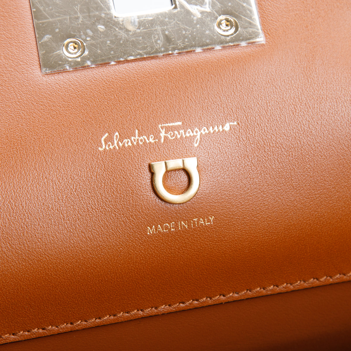 Ferragamo Brown Small Calfskin Studio Soft Bag w/ Pouch & Strap