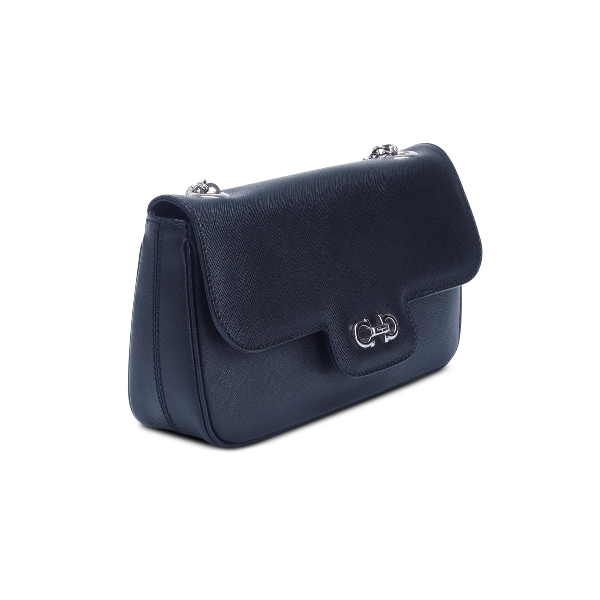 Ferragamo Black Leather Chain Shoulder Bag