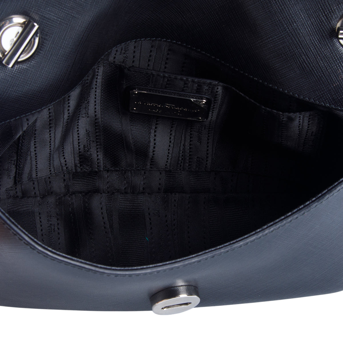 Ferragamo Black Leather Chain Shoulder Bag