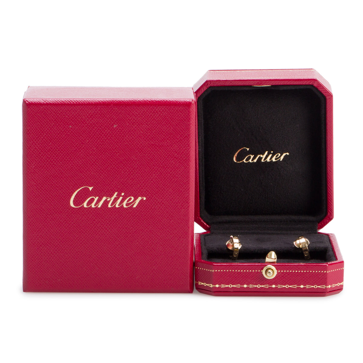 Cartier 18k Yellow Gold Love Hoop Earrings, Small Model w/ Box