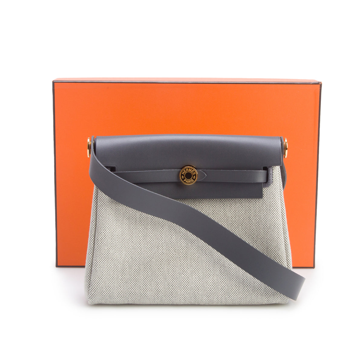 Hermes 2026 Ecru/Ardoise Military Toile Vache Hunter Herbag Zip Retourne 20 w/ Box & Receipt
