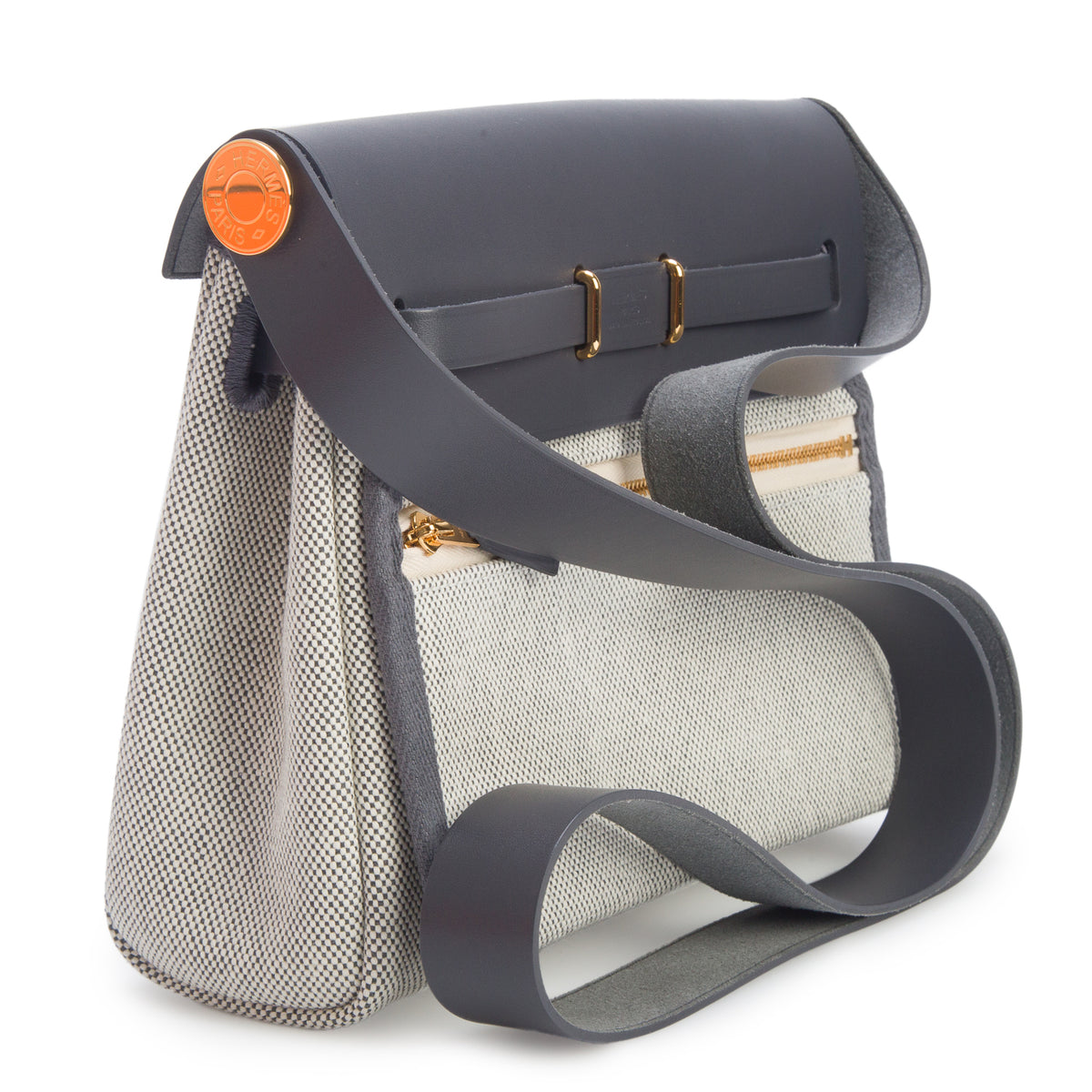 Hermes 2026 Ecru/Ardoise Military Toile Vache Hunter Herbag Zip Retourne 20 w/ Box & Receipt