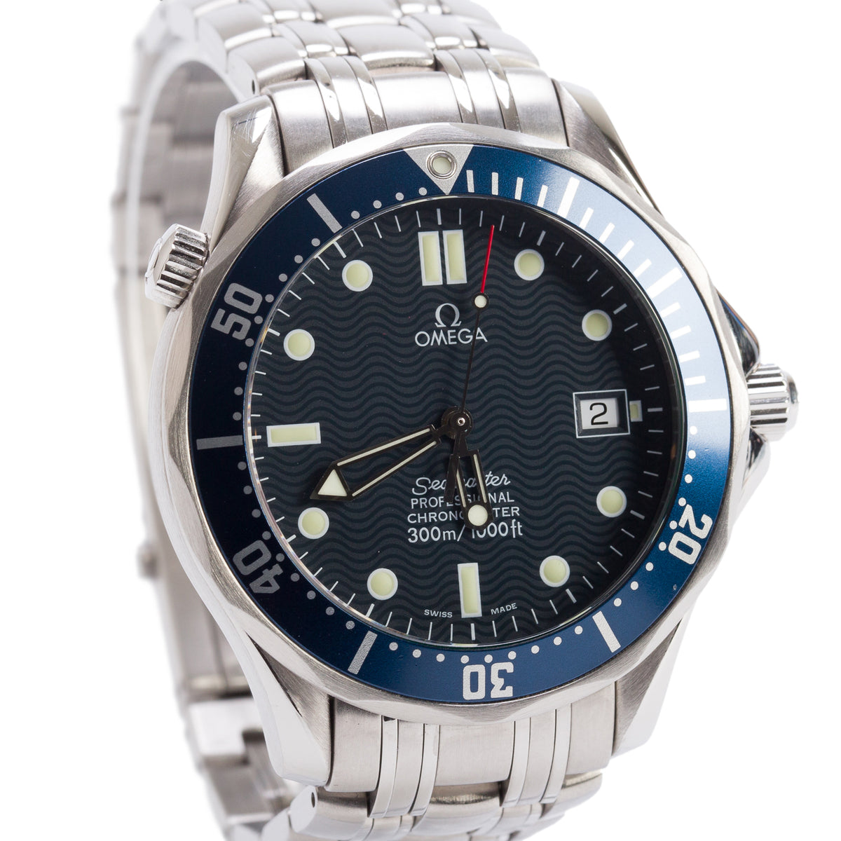 Omega Stainless Steel James Bond Seamaster Diver Chronometer 300M 41 MM Automatic Watch Blue Dial w/ Box & Papers