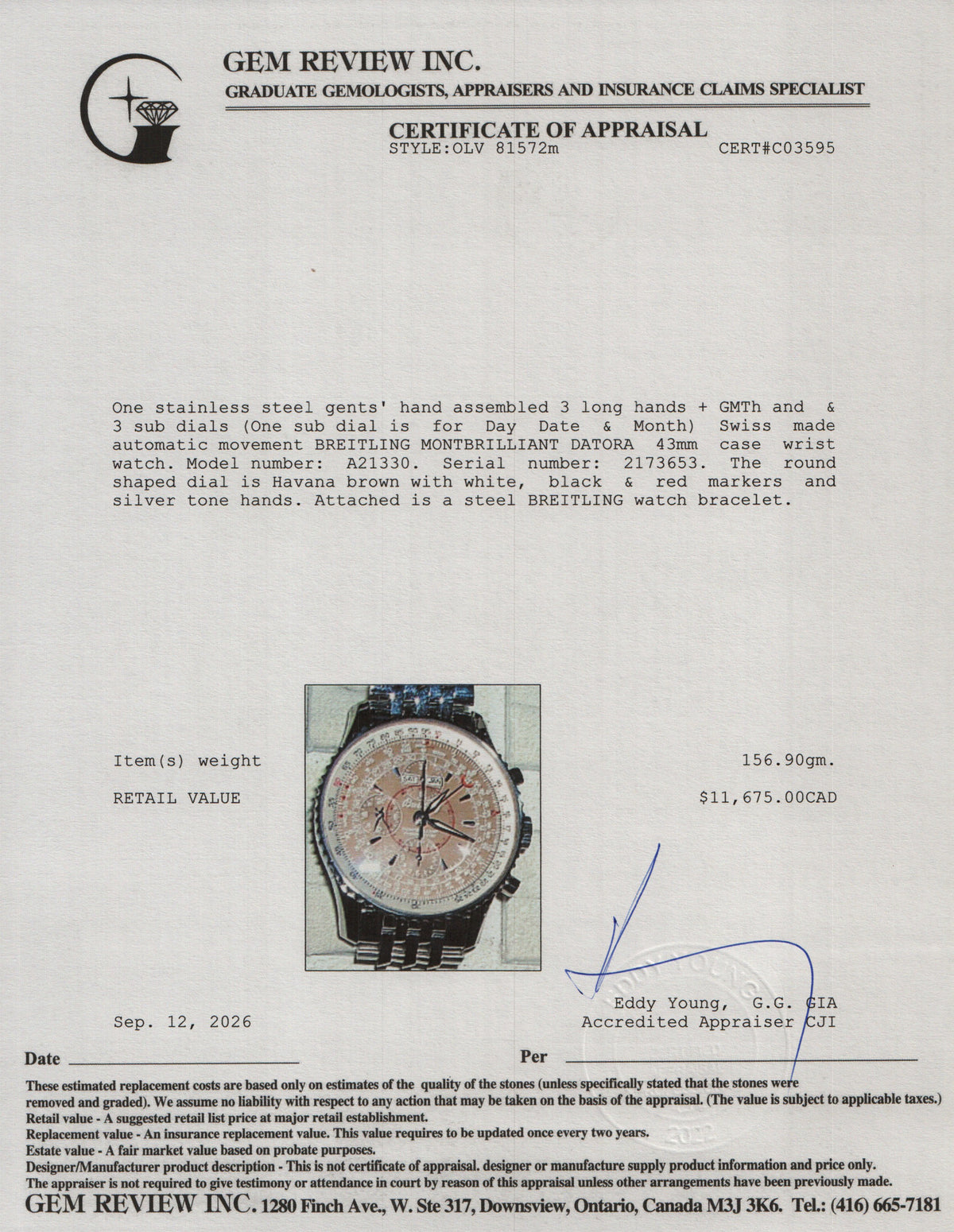 Breitling Stainless Steel Montbrillant Datora 43 MM Automatic Chronograph Watch Brown Dial A21330