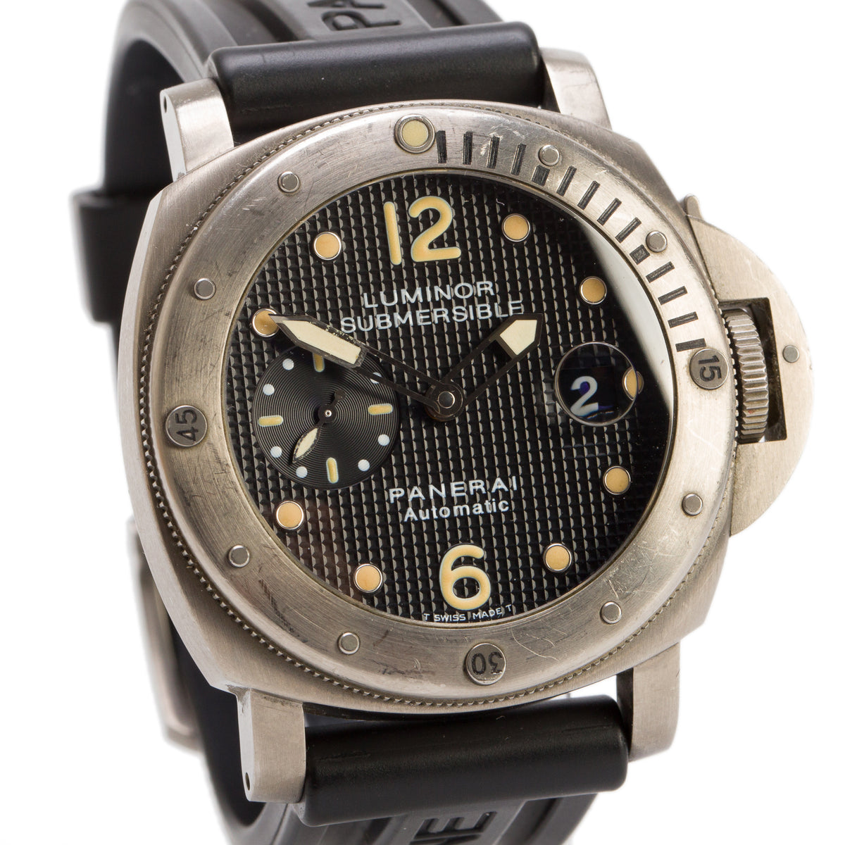 Panerai Titanium Luminor Submersible 44 MM Automatic Watch Black Dial PAM00025 w/ Box & Papers