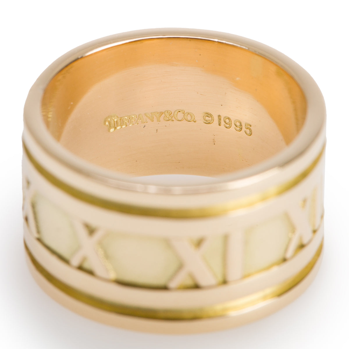 Tiffany & Co. Vintage 18k Yellow Gold Wide 11.5 MM Atlas Band Ring , Size 7.5