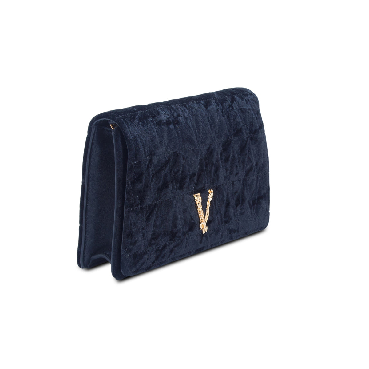 Versace Black Velvet Vitrus Clutch w/ Strap