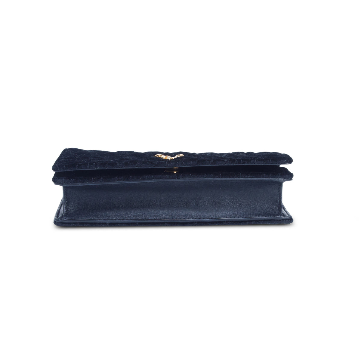 Versace Black Velvet Vitrus Clutch w/ Strap