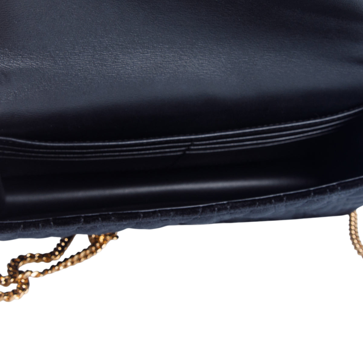 Versace Black Velvet Vitrus Clutch w/ Strap