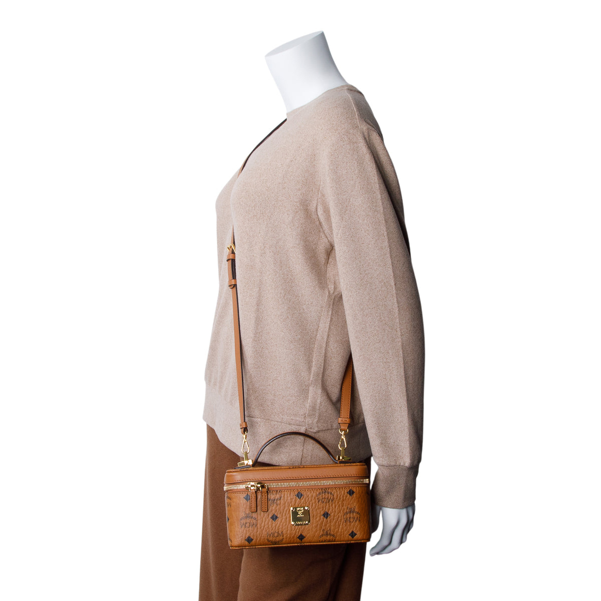 MCM Cognac Visetos Rockstar Vanity Case w/ Strap