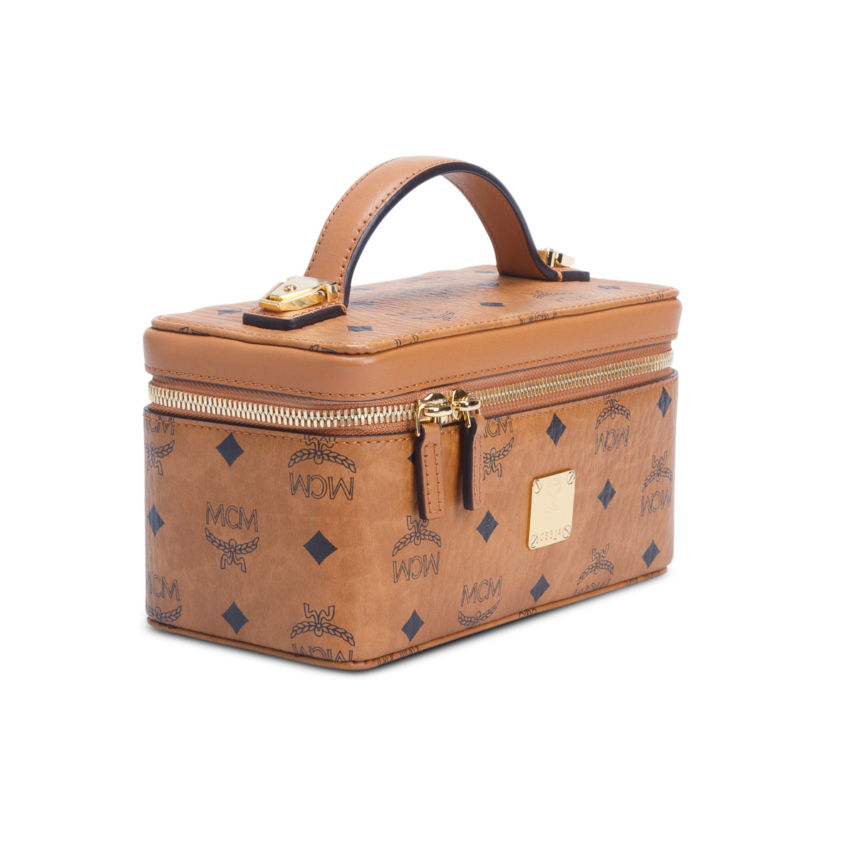 MCM Cognac Visetos Rockstar Vanity Case w/ Strap