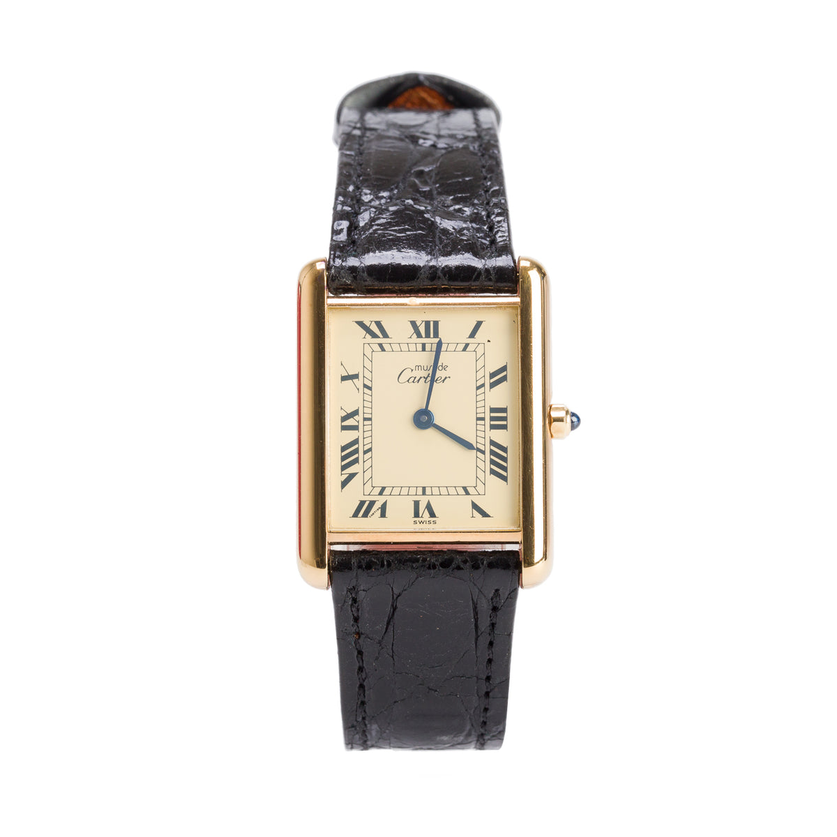 Cartier Vintage 18k Gold Vermeil Sterling Silver Argent Must de Cartier Tank Quartz Watch