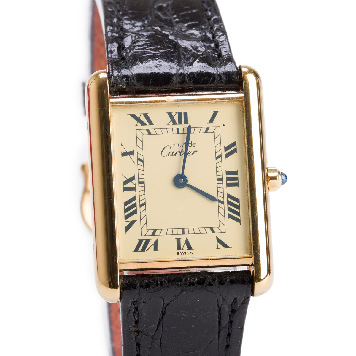 Cartier Vintage 18k Gold Vermeil Sterling Silver Argent Must de Cartier Tank Quartz Watch