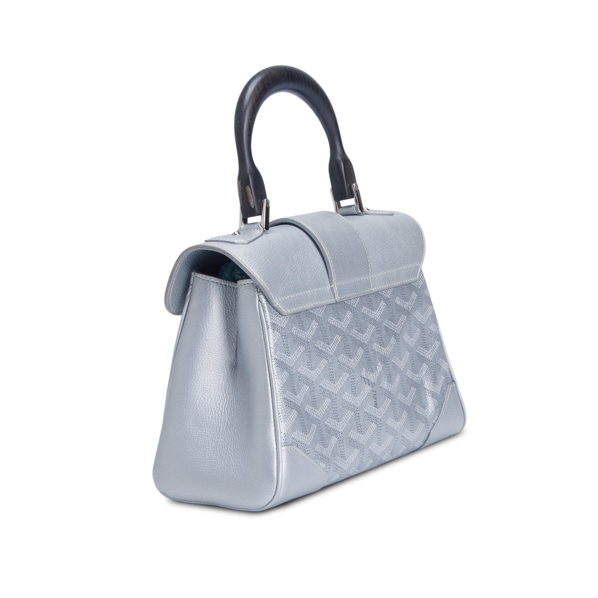 Goyard 2020 Silver Leather & Canvas Precious Metals Saigon Souple Mini Bag w/ Strap