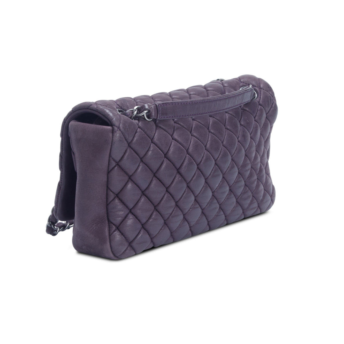 Chanel Purple Lambskin Bubble Quilt Flap
