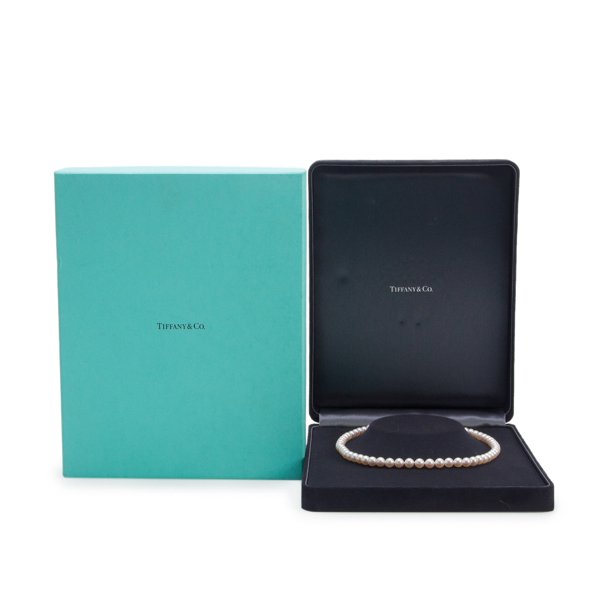 Tiffany & Co. 18k White Gold Signature 7 MM Cultured Pearl Necklace w/ Box