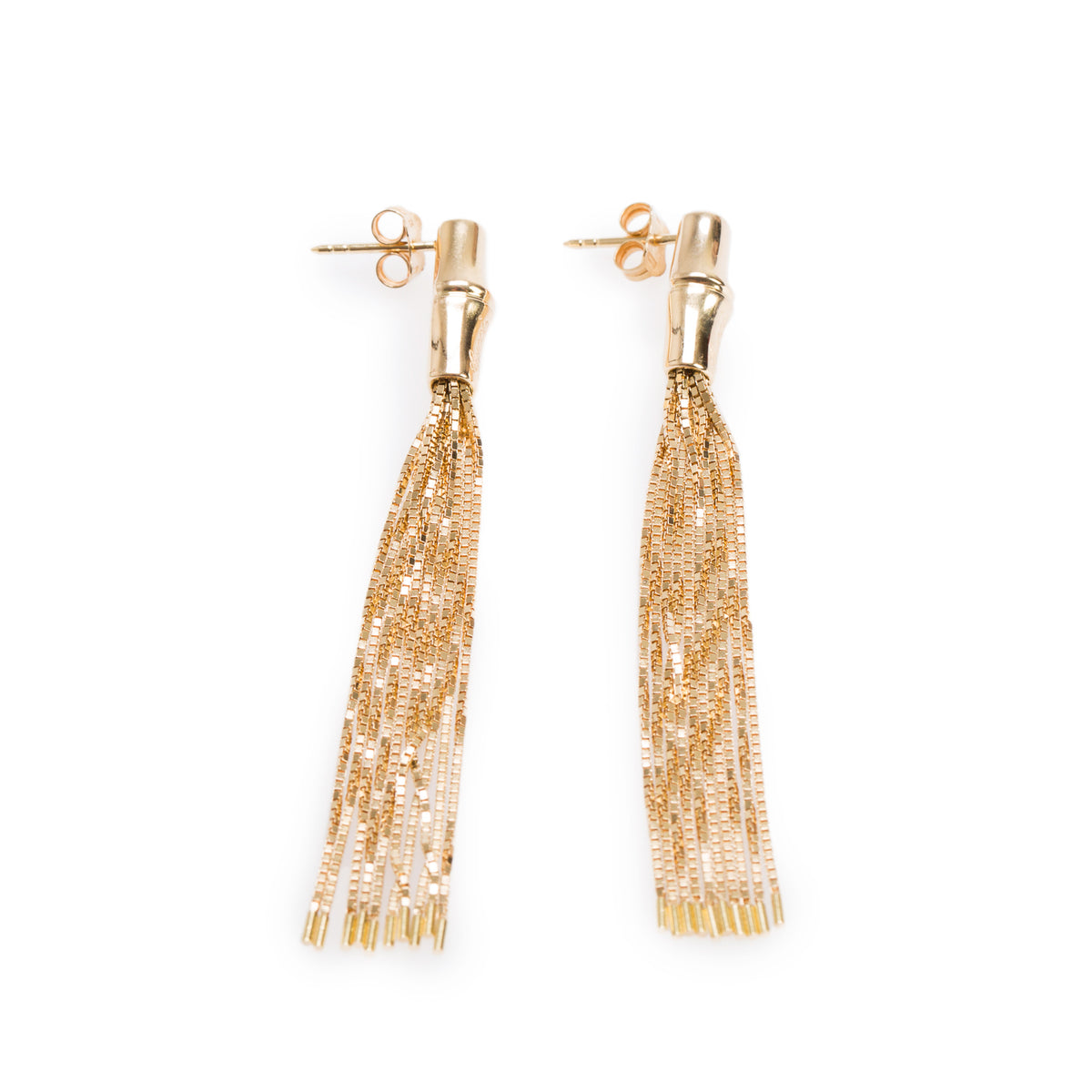 Gucci 18k Yellow Gold Bamboo Tassel Drop Earrings