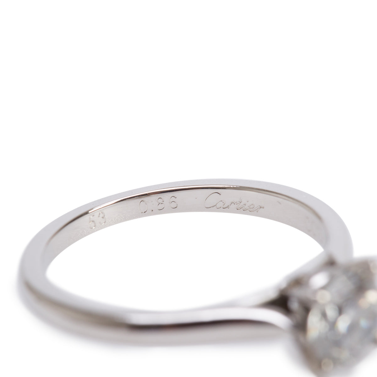Cartier Platinum 0.86 ct. Diamond Solitaire Engagement Ring, Size 53 6.5 w/ GIA Diamond Certificate