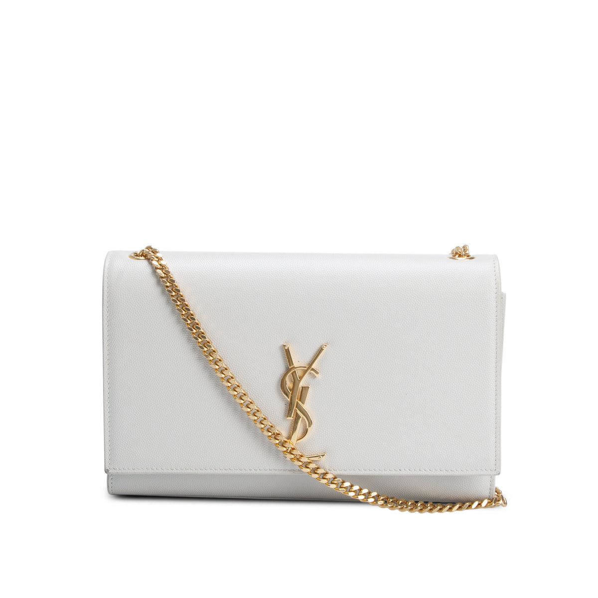 Saint Laurent Cream Grain De Poudre Medium Kate Bag w/ Box